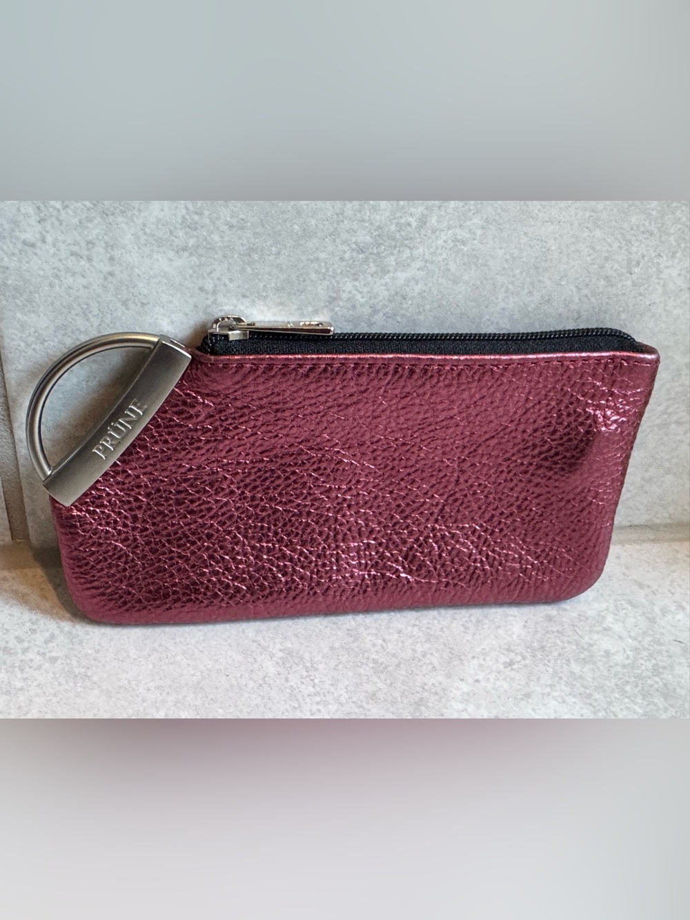 Prune Metallic Pink Leather Key & Card Holder Made in Argentina